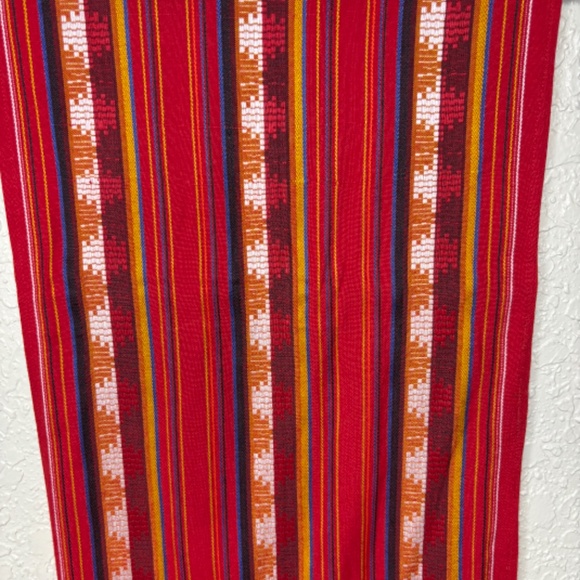 Red Blue Orange Peruvian Geometric Pattern Lightweight Woven Stripe Scarf Wrap - Picture 3 of 7